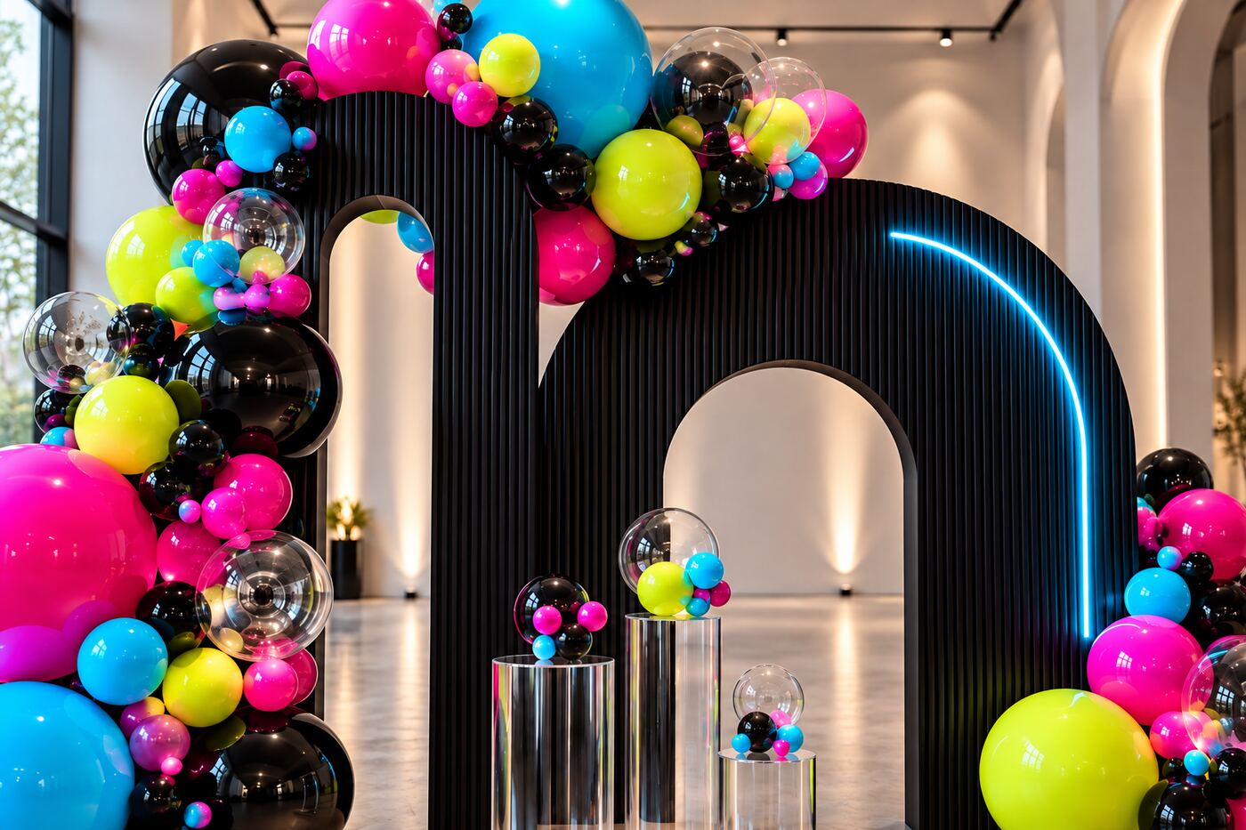 Electric Afterglow — Centered architectural backdrop